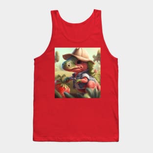 Little dinosaur and red strawberry in mini garden Tank Top